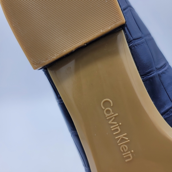 Calvin Klein Felice Ballet Flats Navy Faux Croc Embossed CK Logo Classic Casual - Picture 11 of 16